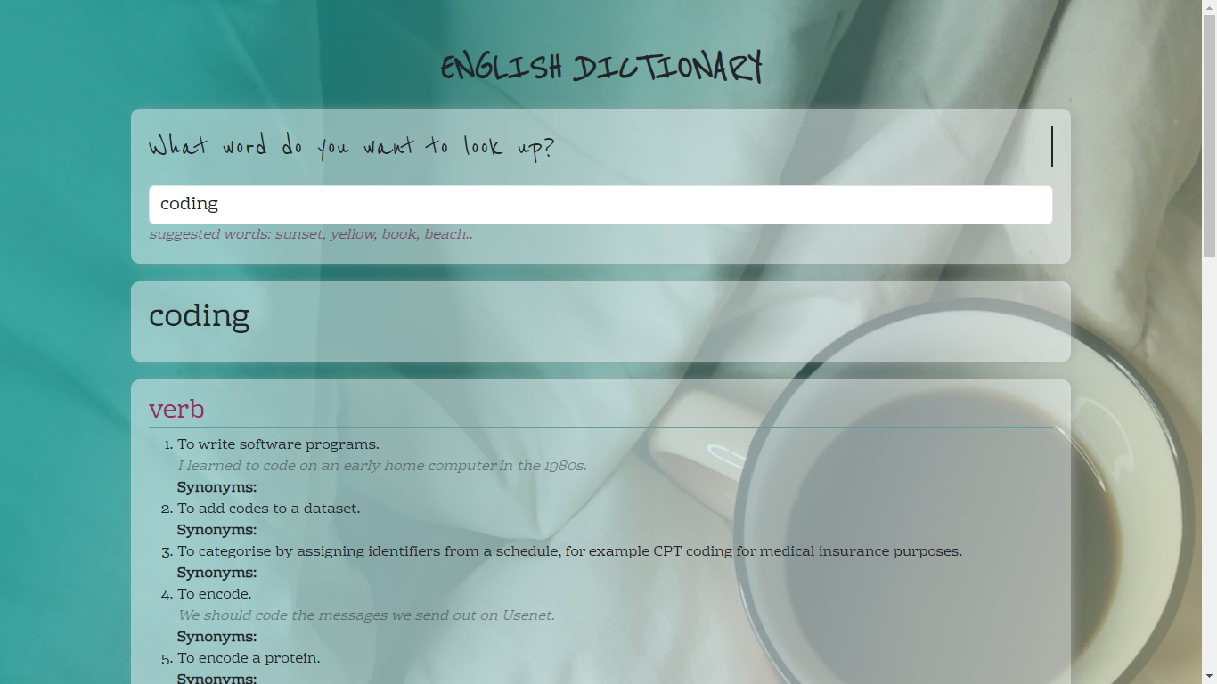 Dictionary app preview